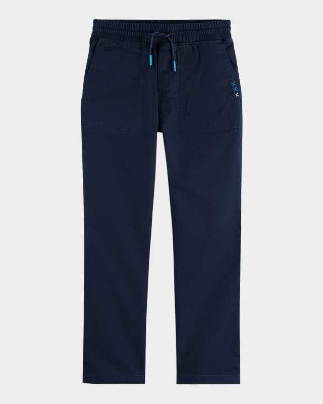 Boy's Garment-Dyed Cotton Twill Drawstring Pants, Size 4-12